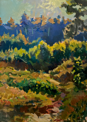 Painting, Landscape - thickets in the park