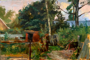 Painting, Landscape - Garden. Backyard