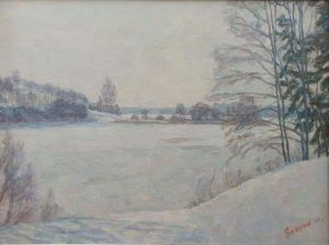 Painting, Landscape - A bright winter day. An academic. 