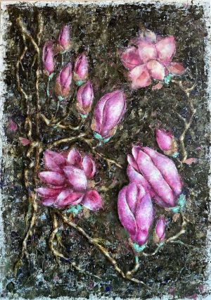 Painting, Still life - Magnolia in spring