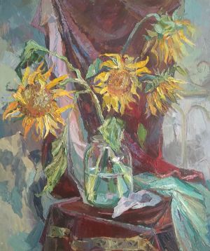 Painting, Still life - Still life with sunflowers