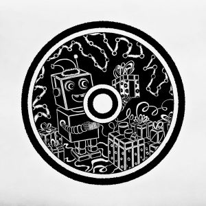 Graphics, Abstractionism - Xmas Point&#039; A2 A cheerful robot packs New Year&#039;s gifts