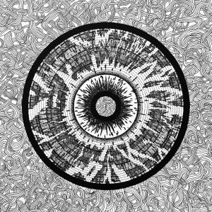 Graphics, Acrylic painting - Vein Black and white graphics with a Vinyl record pattern