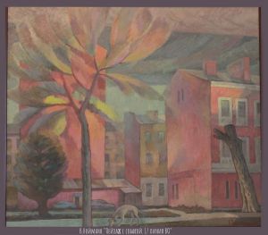 Painting, Landscape - Landscape with a dog. 17th line of Vasilyevsky Island