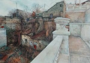 Painting, City landscape - Kerch. The Mithridatic Staircase