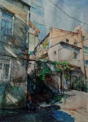 Painting, City landscape - SPRING SUN OF TBILISI