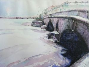 Painting, City landscape - LAUNDRY BRIDGE.ST.PETERSBURG