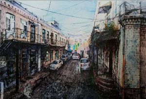 Painting, City landscape - CHINATOWN. VLADIVOSTOK