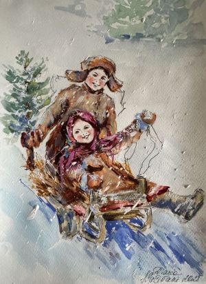 Painting, Portrait - La joie