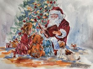 Painting, Portrait - Les contes du Pere Noel