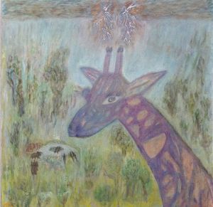 Painting, Animalistics - The giraffe of rain