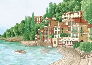 Painting, Realism - Lake Como, Italy
