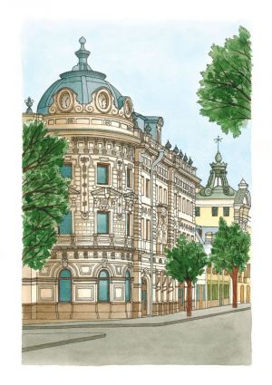 Painting, Mixed (combined) painting technique - Aleksandrovsky Passage, Kazan