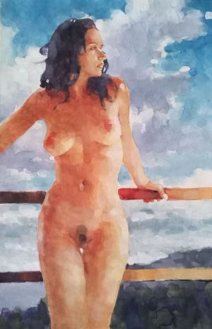 Graphics, Nude (nudity) - On the balcony