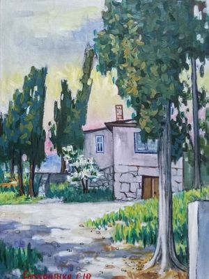 Painting, Landscape - Crimean courtyard