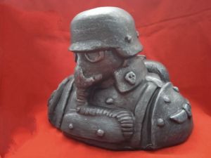 Sculpture, Mythological genre - Bust of a soldier in a gas mask.