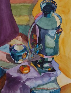 Graphics, Still life - Decorative still life with a samovar