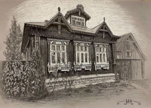 Graphics, Landscape - «The Russian House.» From the series «Wooden architecture of Noginsk.»