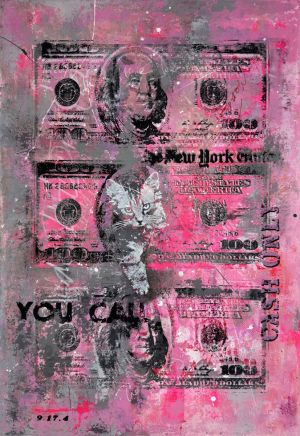 Painting, Pop Art - Pink cash