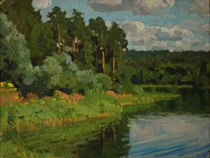 Painting, Landscape - Lake shore