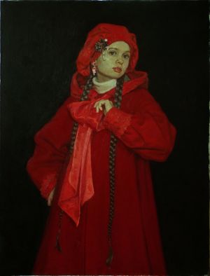 Painting, Portrait - The girl is red.