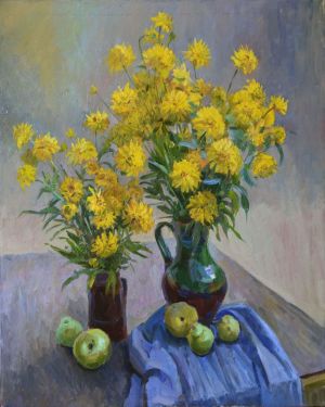 Painting, Still life - Autumn flowers