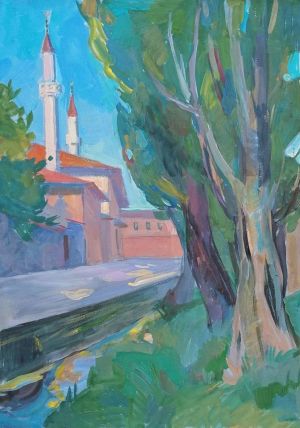 Graphics, Landscape - at the walls of the palace, Bakhchisarai