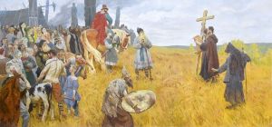 Painting, Historical genre -  Christian preachers among the pagans.