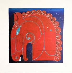 Painting, Animalistics - The red horse
