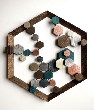 Sculpture, Relief - Bronze Hexagon