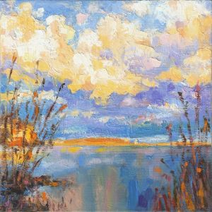 Painting, Seascape - Orange sunset