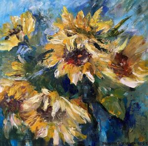 Painting, Landscape - «Sunflowers», 