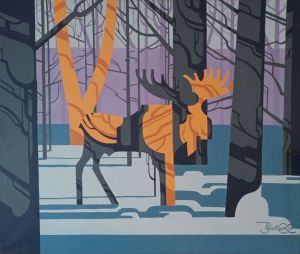 Painting, Animalistics - The Spring Moose