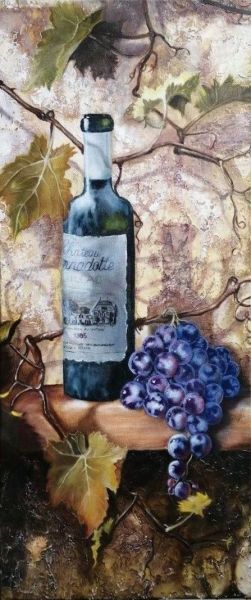 Painting, Still life - A bottle of old wine 