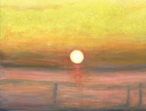 Painting, Abstractionism - Sunset in Goa