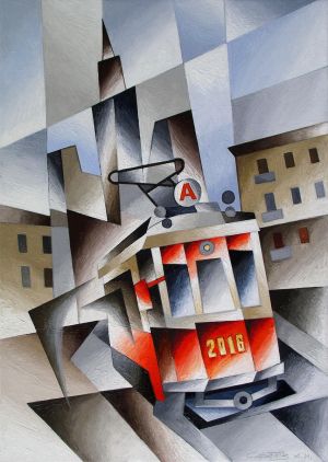 Painting, Cubism - Moskovskiy-peyzaj