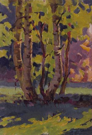 Painting, Impressionism - Birches