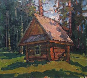 Painting, Landscape - Forest hut