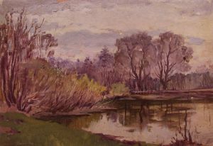 Painting, Landscape - Early spring in the forest