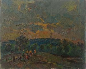 Painting, Landscape - Evening motif