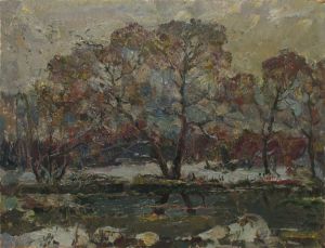 Painting, Landscape - Thaw in the forest